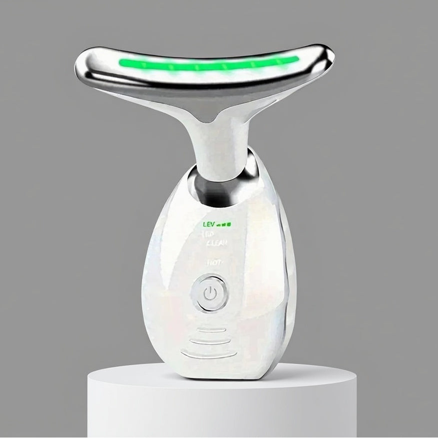7LED Color Vibrating Neck Device Beauty Gift, Neck and Face Skin Massager, 1 Piece Set Portable Usb Charging, Electric Facial Ma
