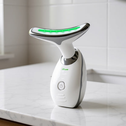 7LED Color Vibrating Neck Device Beauty Gift, Neck and Face Skin Massager, 1 Piece Set Portable Usb Charging, Electric Facial Ma